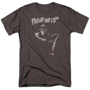 Charcoal men's regular fit t-shirt with Friday The 13th Ax graphic