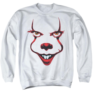 White men's crewneck sweatshirt with IT Smile graphic