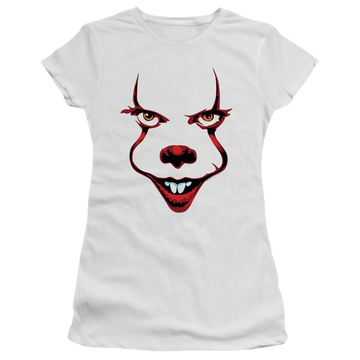 White juniors t-shirt with IT Smile graphic