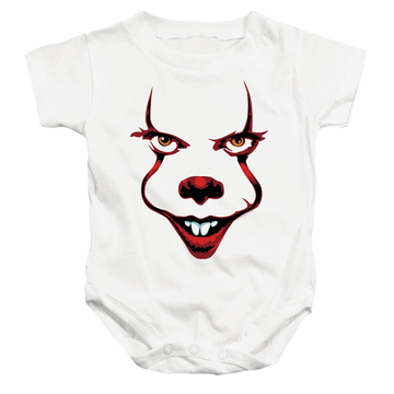 White baby bodysuit with IT Smile graphic