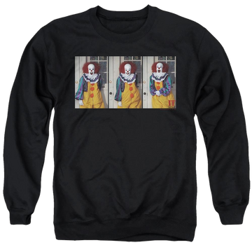 Black men's crewneck sweatshirt with IT Tv Miniseries Joke graphic