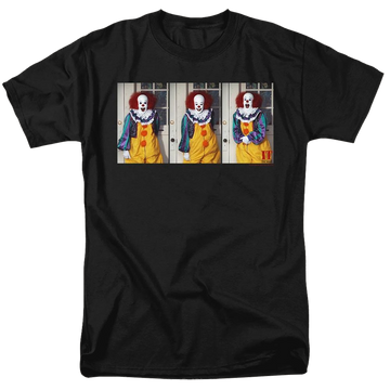 Black men's regular fit t-shirt with IT Tv Miniseries Joke graphic