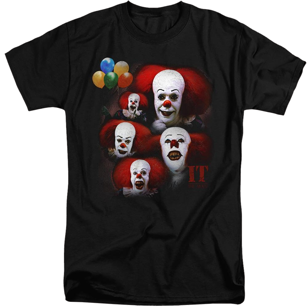 It Tv Miniseries Many Faces Of Pennywise - Men's Tall Fit T-Shirt Men's Tall Fit T-Shirt IT   