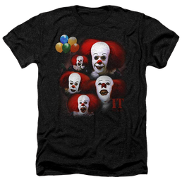 It Tv Miniseries Many Faces Of Pennywise - Men's Heather T-Shirt Men's Heather T-Shirt IT   