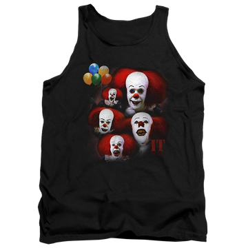 Black men's tank with IT Tv Miniseries Many Faces Of Pennywise graphic