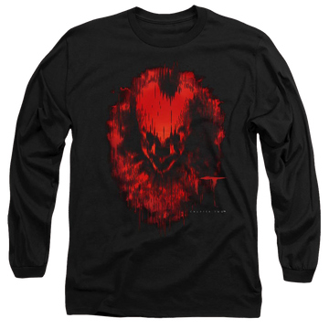 Black men's long sleeve t-shirt with IT Isnt Dead graphic
