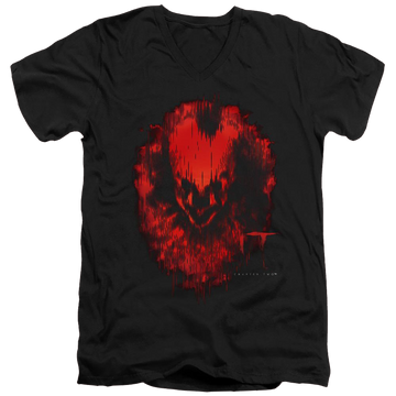 Black men's v-neck t-shirt with IT Isnt Dead graphic