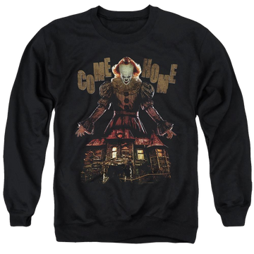 Black men's crewneck sweatshirt with IT Come Home graphic