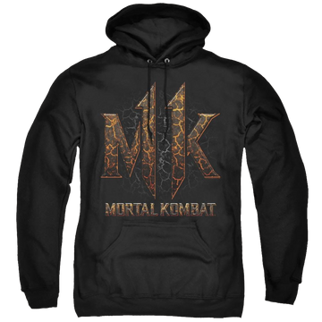 Black pullover hoodie with Mortal Kombat Mk11 Lava graphic