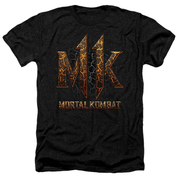 Charcoal men's heather t-shirt with Mortal Kombat Mk11 Lava graphic