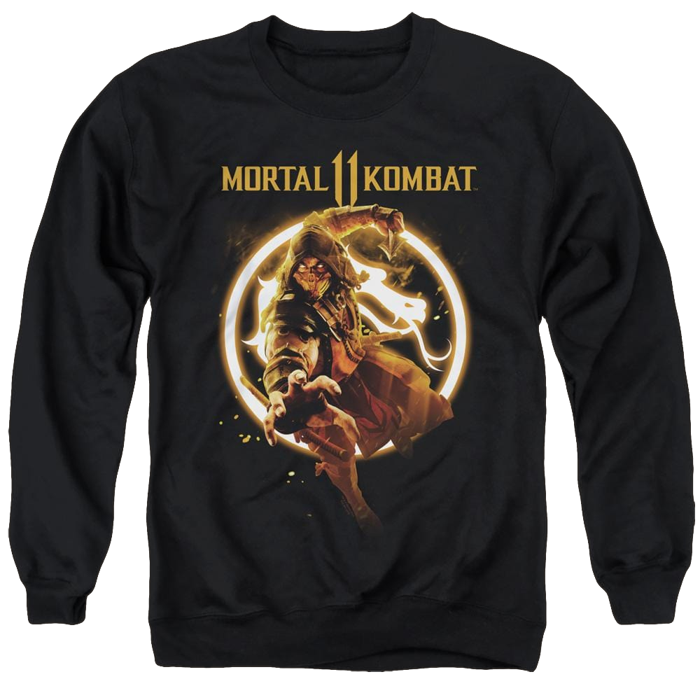 Mortal Kombat Scorpion Flames - Men's Crewneck Sweatshirt Men's Crewneck Sweatshirt Mortal Kombat   