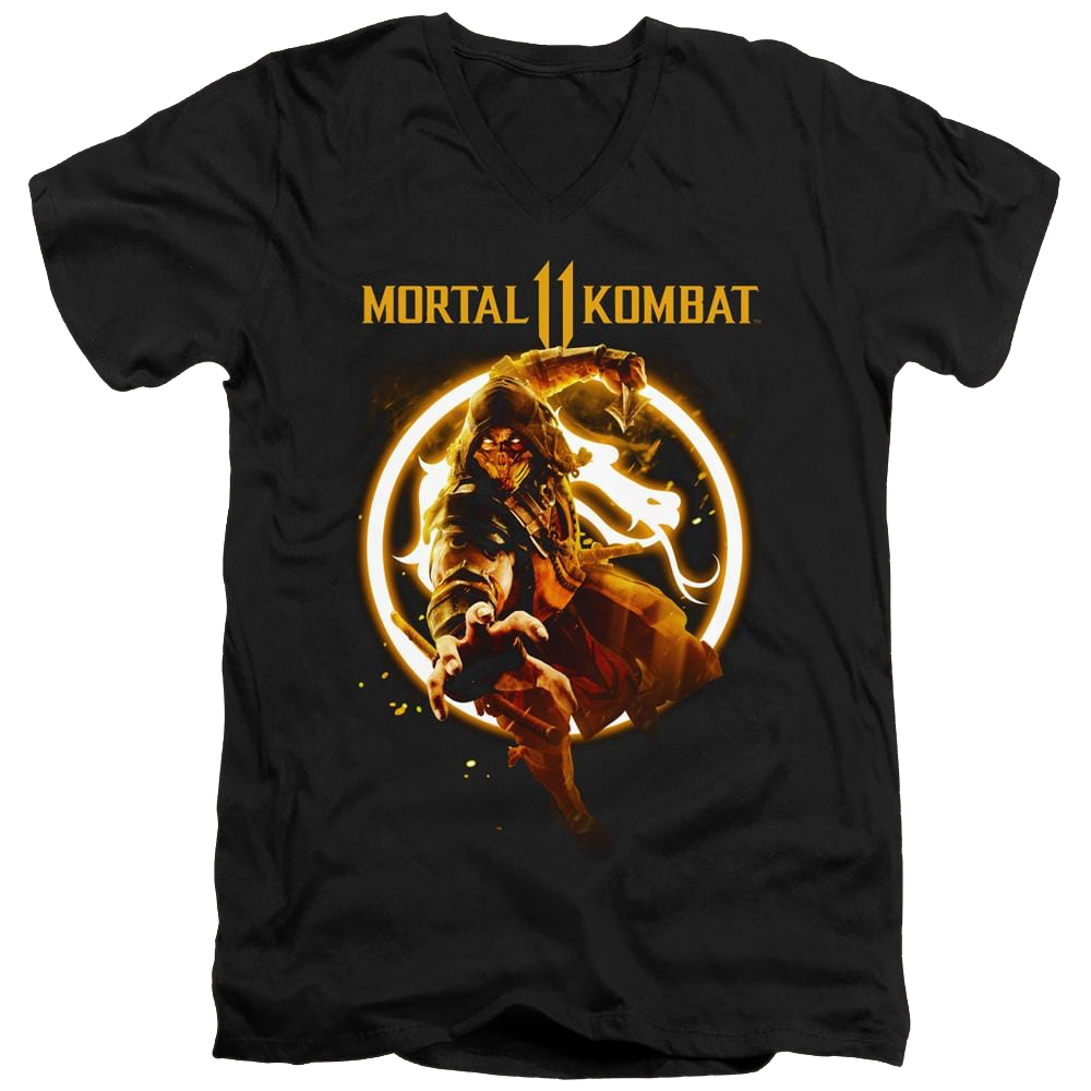 Mortal Kombat Scorpion Flames - Men's V-Neck T-Shirt Men's V-Neck T-Shirt Mortal Kombat   