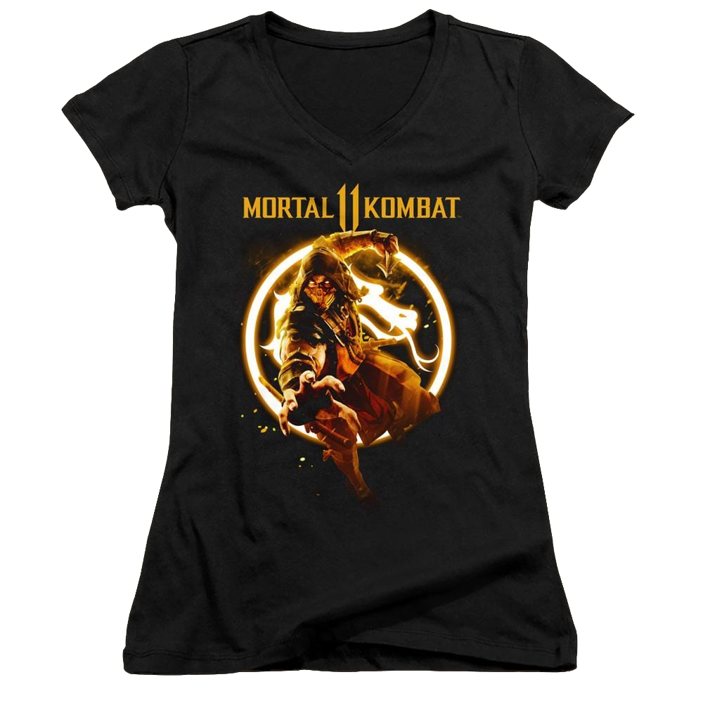 Mortal Kombat Scorpion Flames - Juniors V-Neck T-Shirt Juniors V-Neck T-Shirt Mortal Kombat   