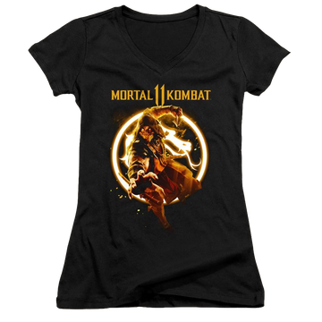 Mortal Kombat Scorpion Flames - Juniors V-Neck T-Shirt Juniors V-Neck T-Shirt Mortal Kombat   