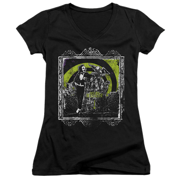 Beetlejuice Here Lies - Juniors V-Neck T-Shirt Juniors V-Neck T-Shirt Beetlejuice   