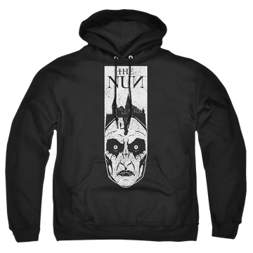 Black pullover hoodie with NUN Gaze graphic