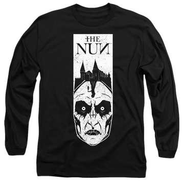 Black men's long sleeve t-shirt with NUN Gaze graphic