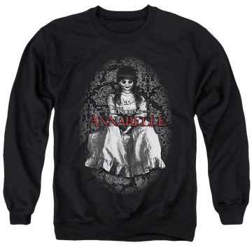 Black men's crewneck sweatshirt with Annabelle graphic