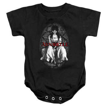 Black baby bodysuit with Annabelle graphic