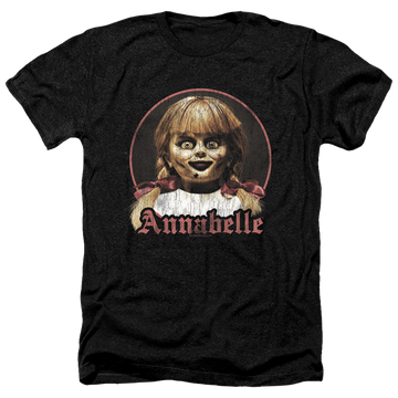 Charcoal men's heather t-shirt with Annabelle Portrait graphic