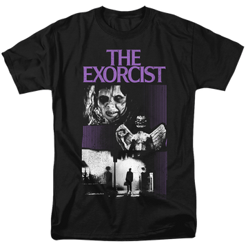 Black men's regular fit t-shirt with Exorcist What An Excellent Day graphic