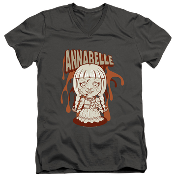 Charcoal men's v-neck t-shirt with Annabelle Illustration graphic