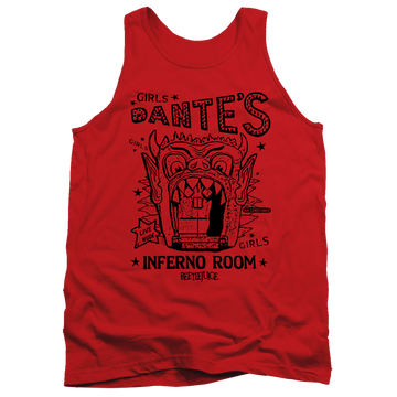 Red men's tank with Beetlejuice Dantes Inferno Room graphic