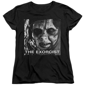 Black women's t-shirt with Exorcist Regan Approach graphic