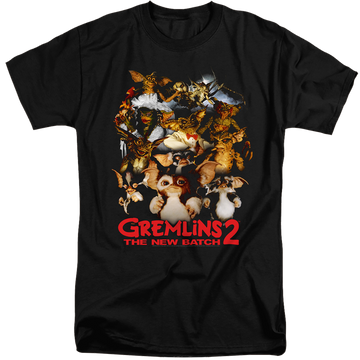 Black men's tall fit t-shirt with Gremlins Goon Crew graphic
