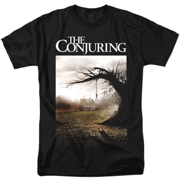 Black men's regular fit t-shirt with Conjuring Poster graphic