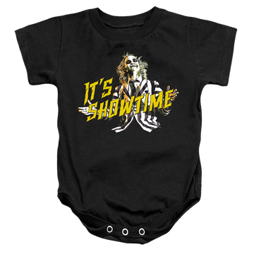 Black baby bodysuit with IT Showtime graphic