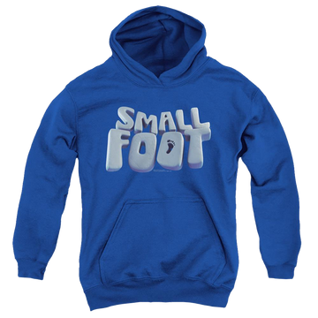 Royal youth hoodie for ages 8 to 12 with Smallfoot Logo graphic