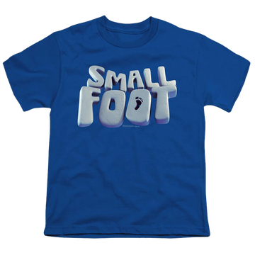 Royal youth t-shirt for ages 8 to 12 with Smallfoot Logo graphic