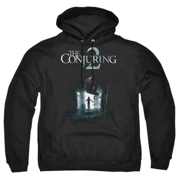 Black pullover hoodie with Conjuring Poster graphic