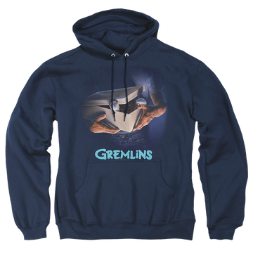 Navy pullover hoodie with Gremlins Original Poster graphic