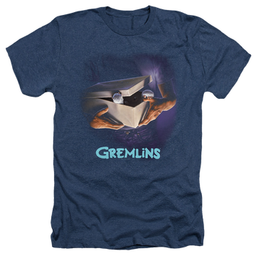 Navy men's heather t-shirt with Gremlins Original Poster graphic