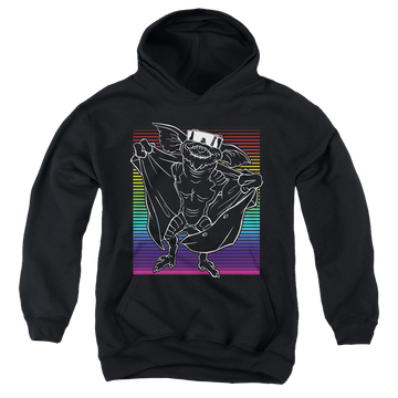 Black youth hoodie for ages 8 to 12 with Gremlins Cool Gradient graphic