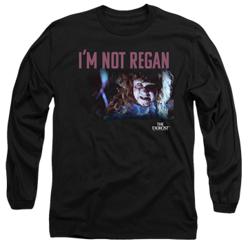 Black men's long sleeve t-shirt with Exorcist Your Mother graphic