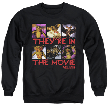Black men's crewneck sweatshirt with Gremlins In The Movie graphic