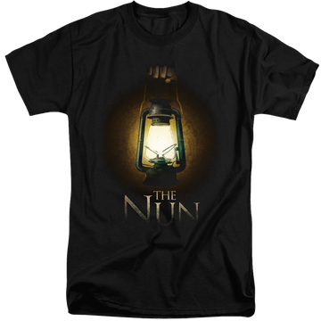 Black men's tall fit t-shirt with NUN Lantern graphic