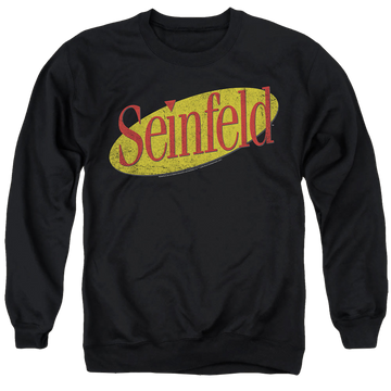 Black men's crewneck sweatshirt with Seinfeld Logo graphic