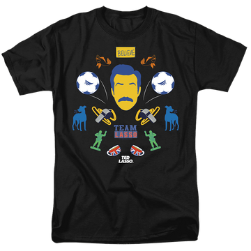 Black men's regular fit t-shirt with Ted Lasso Icon Collage graphic