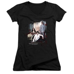 Vampire Diaries, The 3 + 1 - Juniors V-Neck T-Shirt Juniors V-Neck T-Shirt The Vampire Diaries   