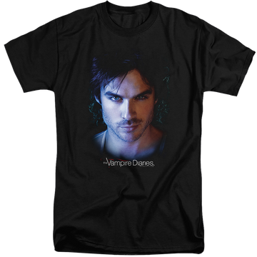 Black men's tall fit t-shirt with The Vampire Diaries Damon graphic