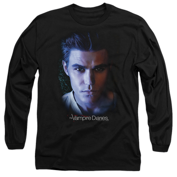 Black men's long sleeve t-shirt with The Vampire Diaries Stefan graphic