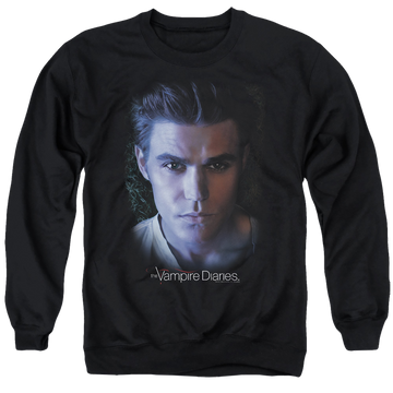 Black men's crewneck sweatshirt with The Vampire Diaries Stefan graphic
