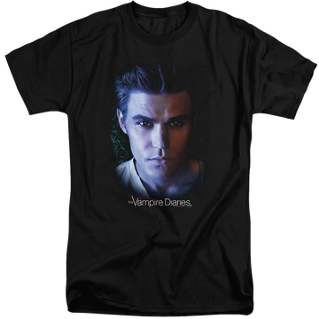 Black men's tall fit t-shirt with The Vampire Diaries Stefan graphic