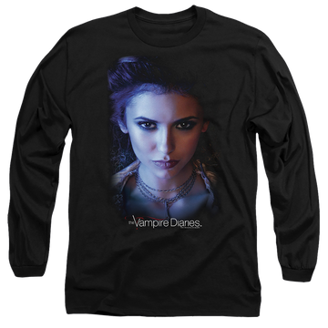 Black men's long sleeve t-shirt with The Vampire Diaries Elena graphic