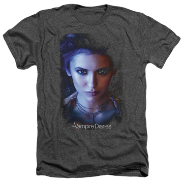 Charcoal men's heather t-shirt with The Vampire Diaries Elena graphic
