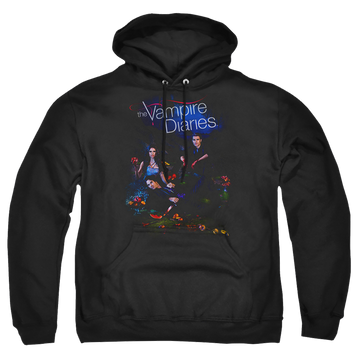 Black pullover hoodie with The Vampire Diaries Tempted graphic
